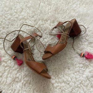 Sam Edelman Tassel Ankle Strap Block Heel Sandals